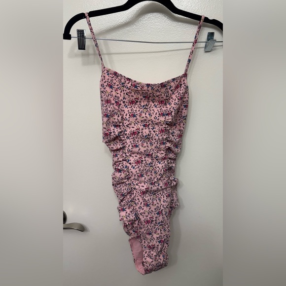 NWT Ganni Gathered floral-print swimsuit - Picture 2 of 5